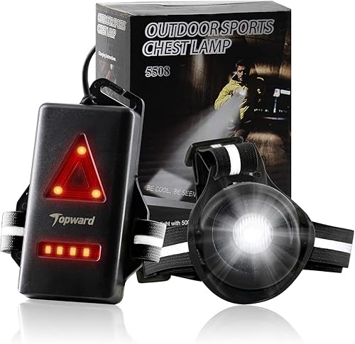 Miniatura 9 de Luz de correr para pasear al perro por la noche, faro LED brillante de seguridad con luz de advertencia trasera para corredores, recargable por USB,