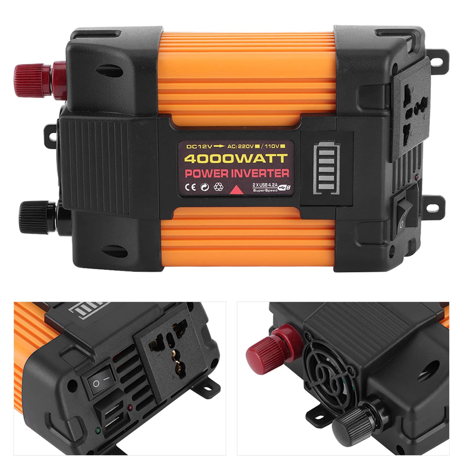 Inwerter Samochodowy 4000W z Dwoma Portami USB Zmodyfikowany