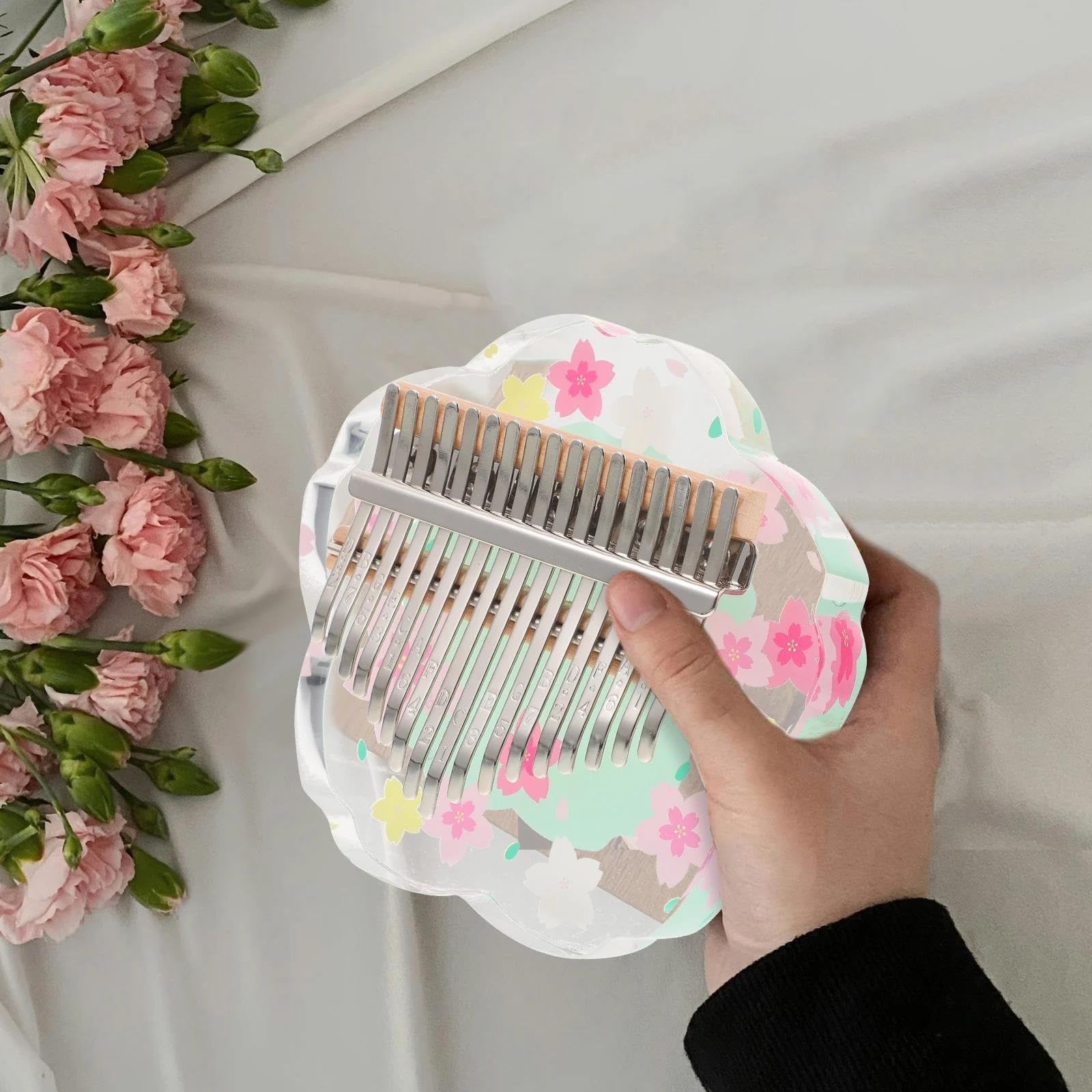 Kalimba 17 Klawiszowy Zielony Instrument Kalimba Mini Wykonany Z Drewna Akrylu I Metalu