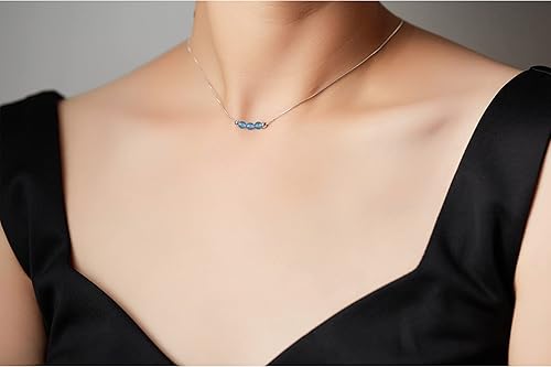 Miniatura 47 de Dainty Crystal 925 Sterling Silver Choker Collar Necklace Handmade With 3 Beads Birthstone Jewelry Gifts for Women Young Lady Mother Friends Keenove