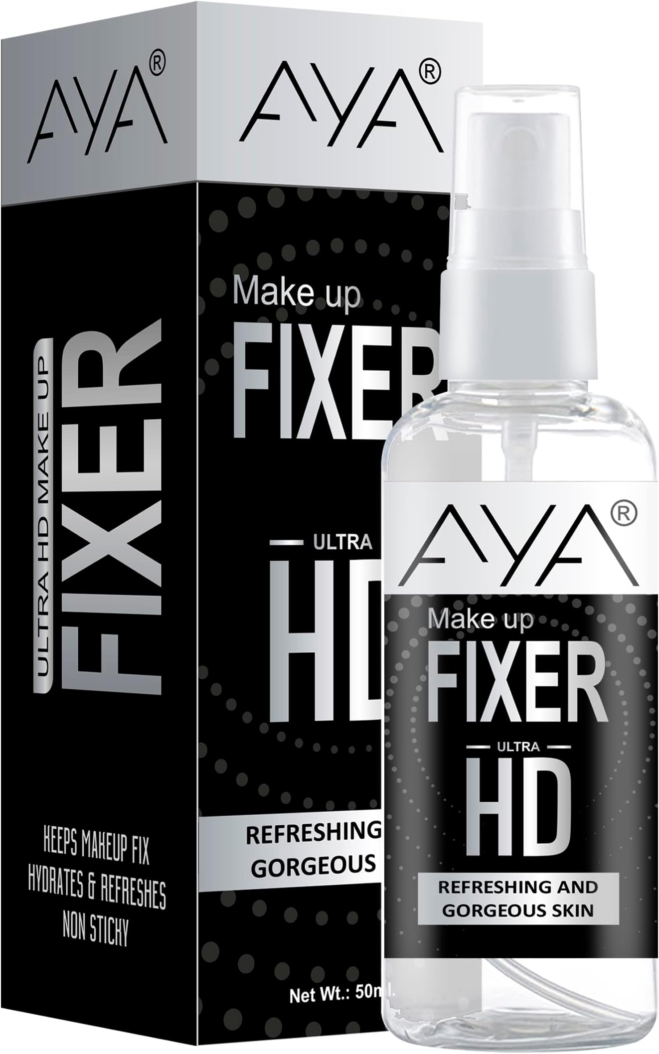 AYA Long lasting Misty Finish Professional Makeup Fixer Spray for Face makeup | Light weight, quick dry makeup Setting spray |50 ML|