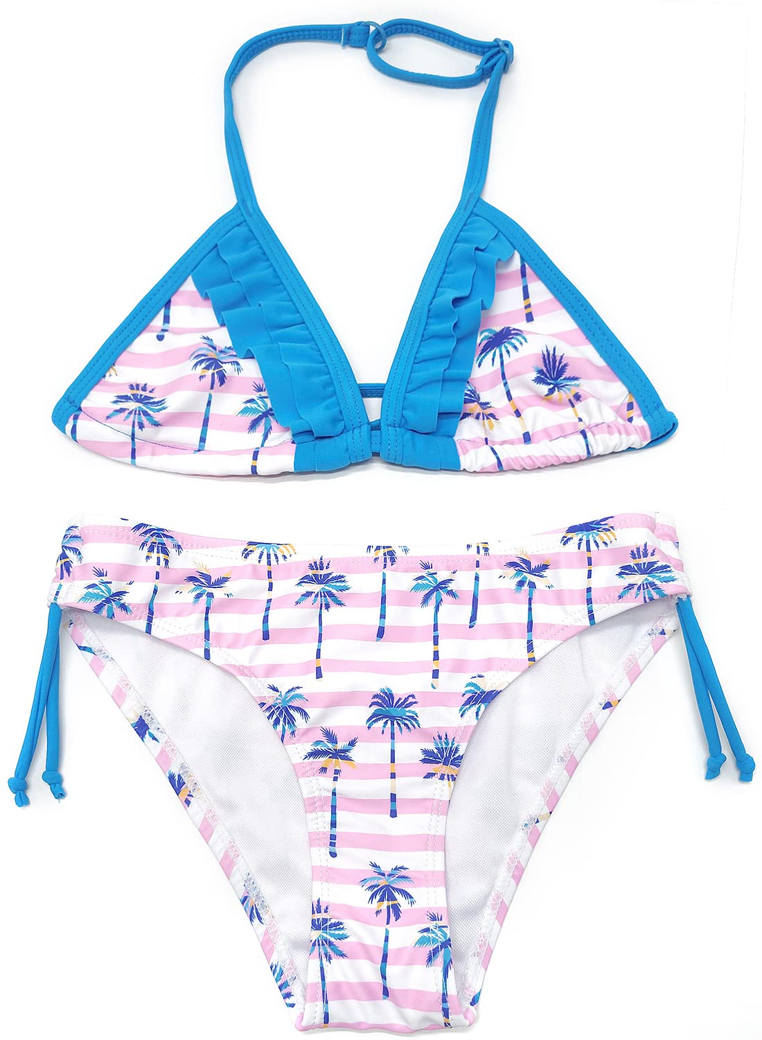 Girls Swimwear Halter Triangle Bikini Drawstring Side Two Piece Swimsuits