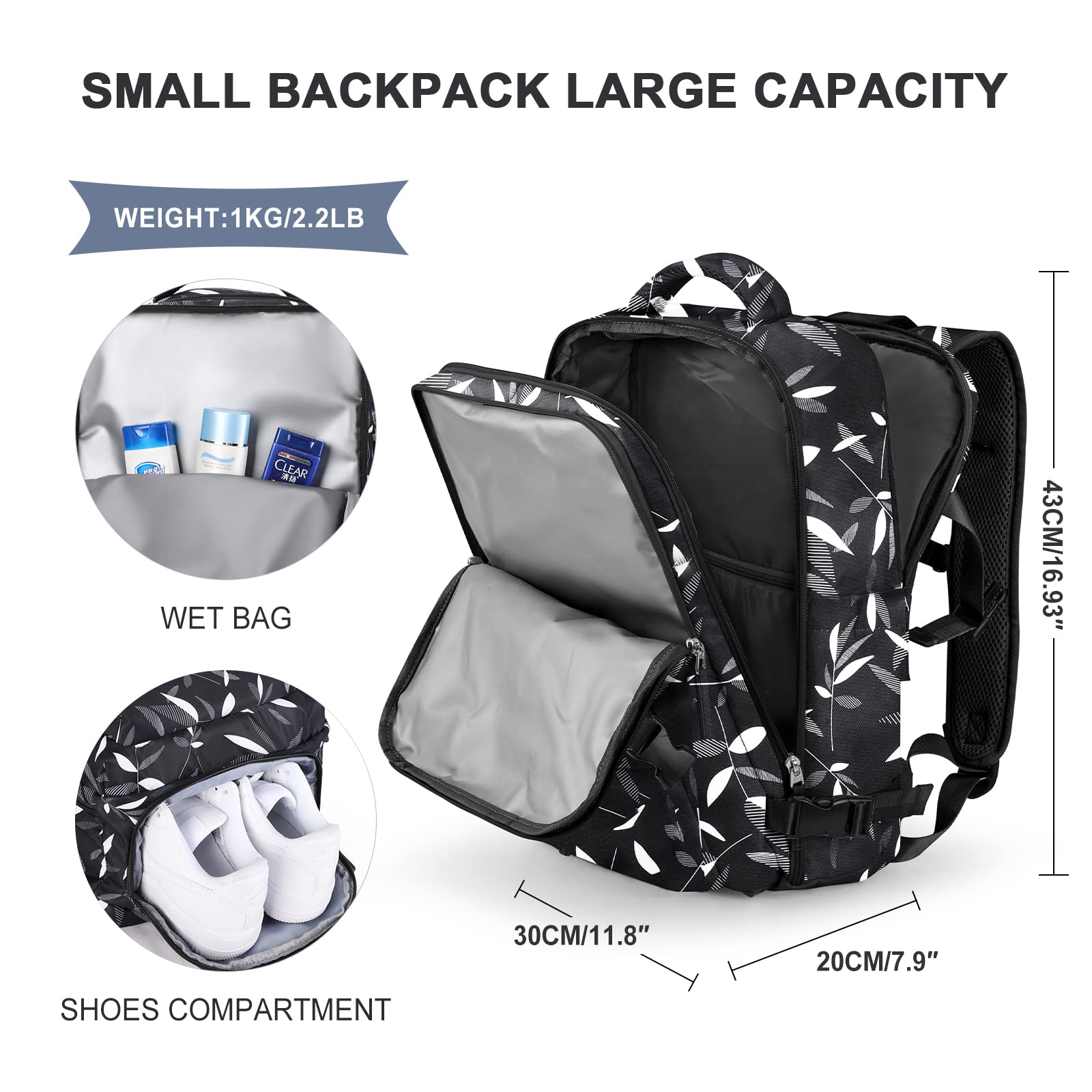 SZLX Borse da Cabina per Easyjet 45x36x20 Zaino da Viaggio Donna Ryanair 40x20x25 Bagaglio a Mano con porta usb zaino da viaggio aereo bagaglio a mano zaino per laptop Casual Daypack