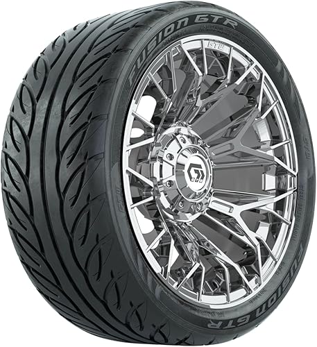 GTW Combo de ruedas y neumáticos para carrito de golf de 14 pulgadas  Ruedas cromadas estelares GTW en neumáticos radiales de calle con cinturón de