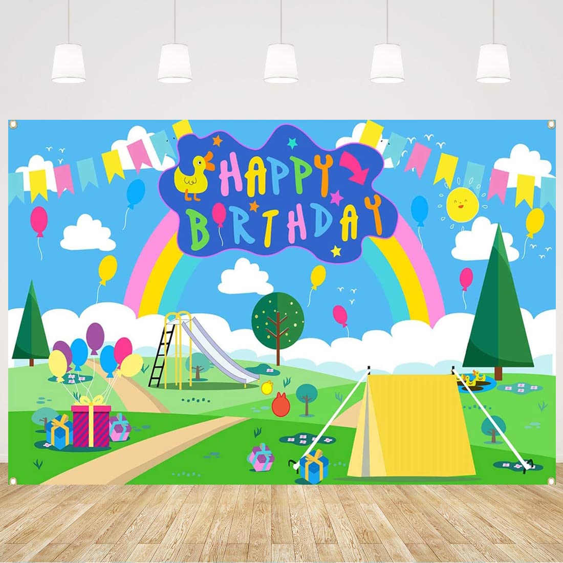 Happy Birthday Party Backdrop Cartoon Birthday Banner Photography Background Photo Booth for Children Birthday Decorations Kids Birthday Party