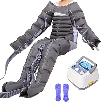 Air Compression Massager for Full Body, Electric Lymphatic Drainage Device with Timed Adjustable Pressure for Waist, Arms, Legs, and Feet