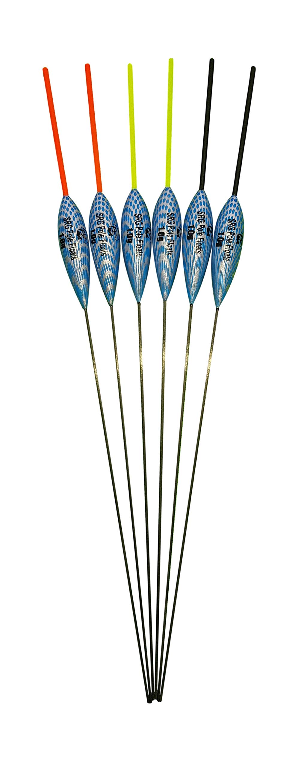 SRG Pole Floats SRG016 Pack of 6 x Pole Floats Body Up River Carbon Stem choose from (0.6g / 0.8g / 1.0g / 1.5g / 2.0g / 3.0g / 4.0g / 5.0g / 6.0g) (6 x 2.0g (3 x Black Tip and 3 x Yellow Tip))