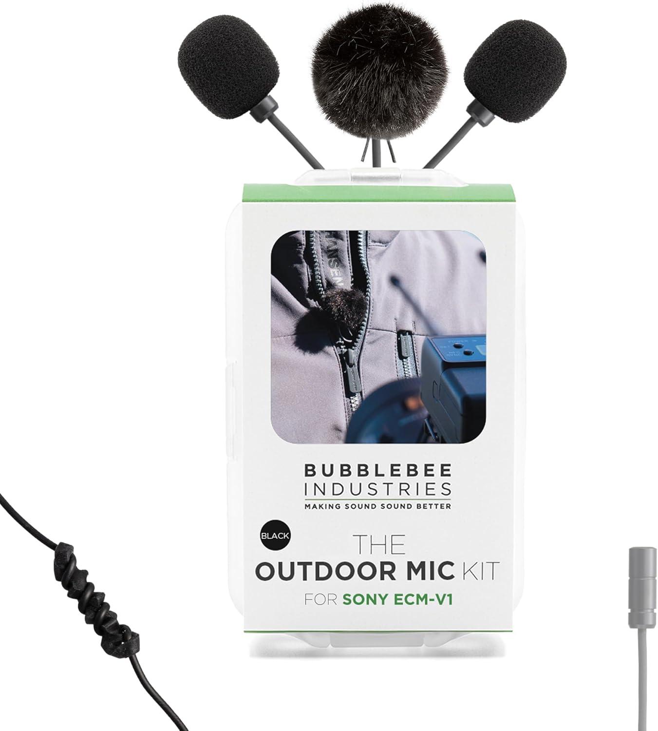 Bubblebee Outdoor Mic Cover Kit Sony ECM V1 Lavalier -Wind Reduction Mic Windscreen Cover&Case -Sony ECM V1 Wind Muff, Dead Cat for Content Creators, Videographers, Audio Engineers & Filmmakers, White