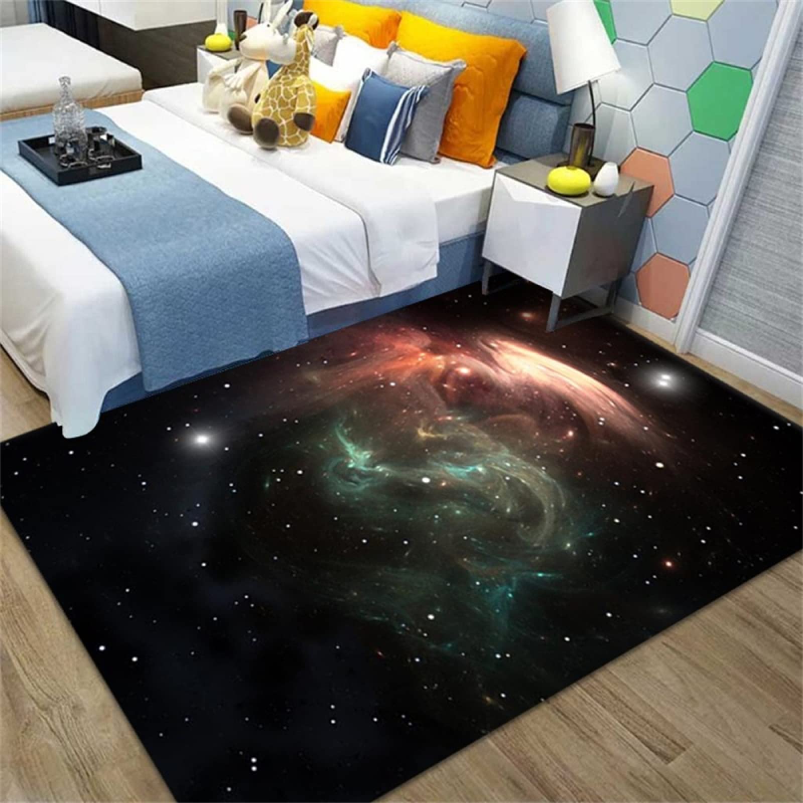 Tapis de sol noir 140x200 cm lavable et anti-bruit pour chambre d'adolescent