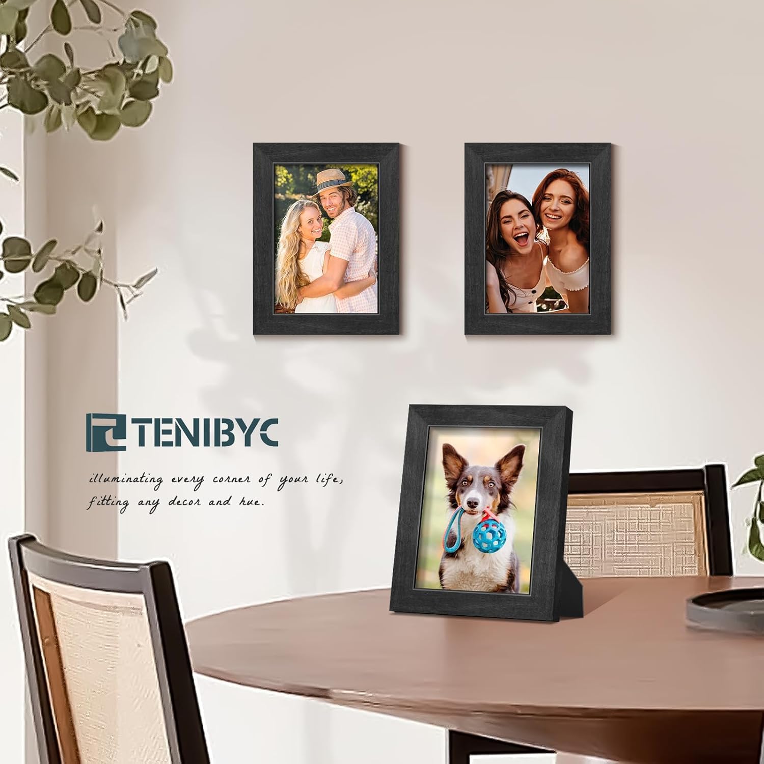 5x7 picture frame, Black Wood, 4 Pack, Glass, for Photo, Art