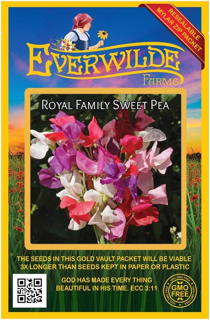 Everwilde Farms - 1 Lb Annual Sweet Pea Wildflower Seeds - Gold Vault