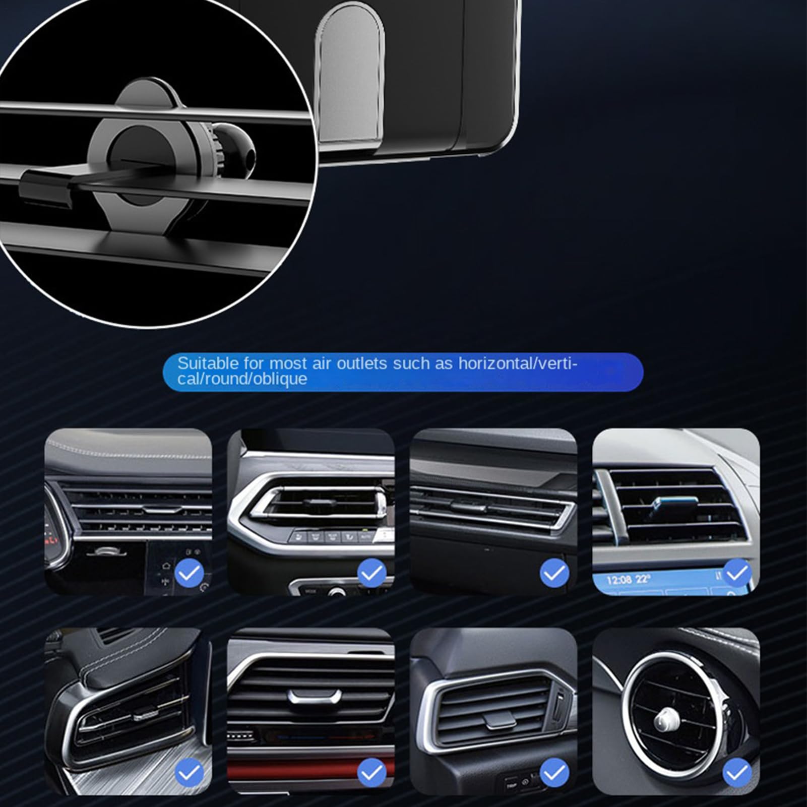 Genérico Soporte para Móvil de Coche Cargador Inalámbrico con Soporte | Soporte Para Teléfono Con Clip De Ventilación Para viajes, navegación, camión, y sedán