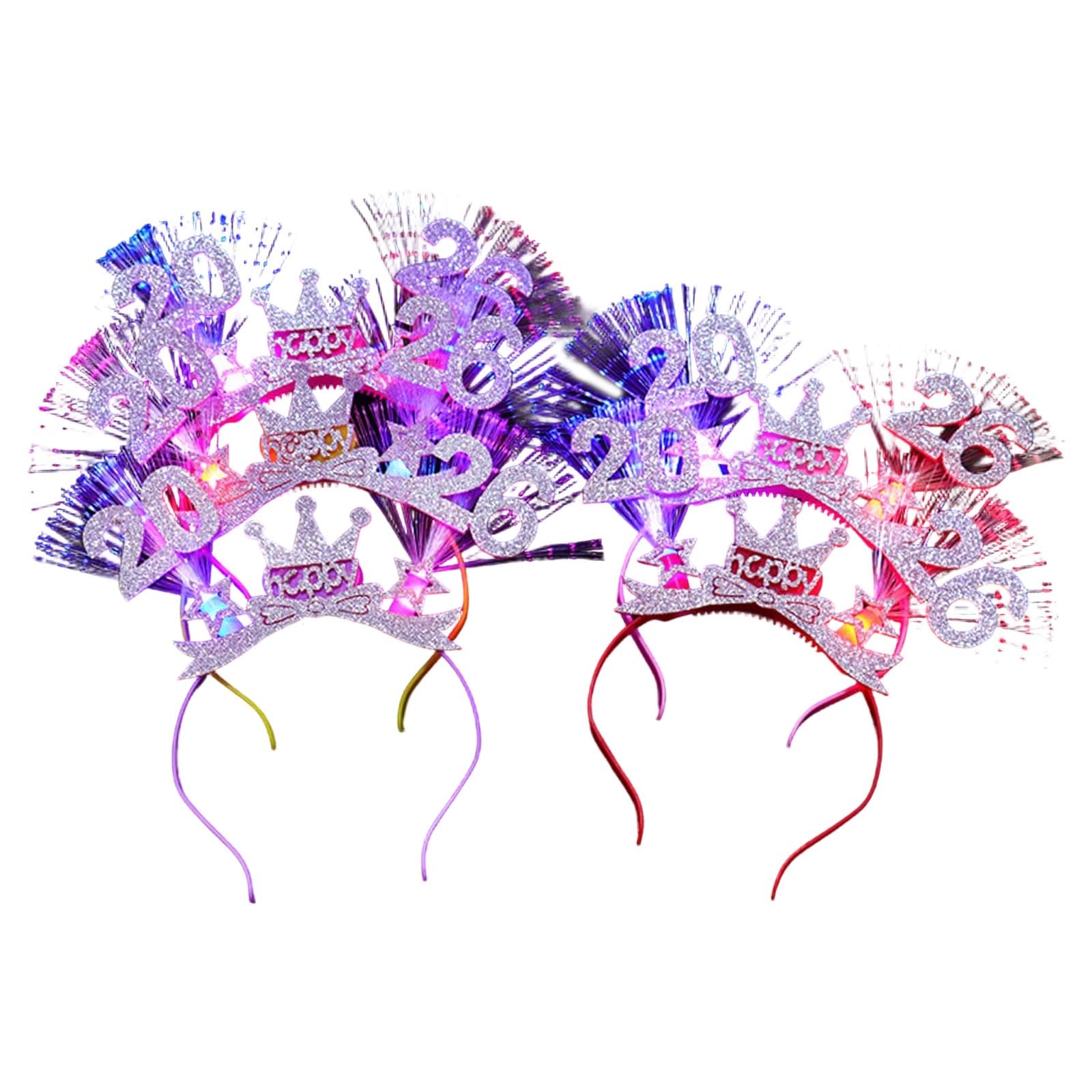 Elnwnnkc Of 4 Bright Headbands with Random Colors Light for Night Fun and Gatherings Elegant Light Up Accessories Party Headband