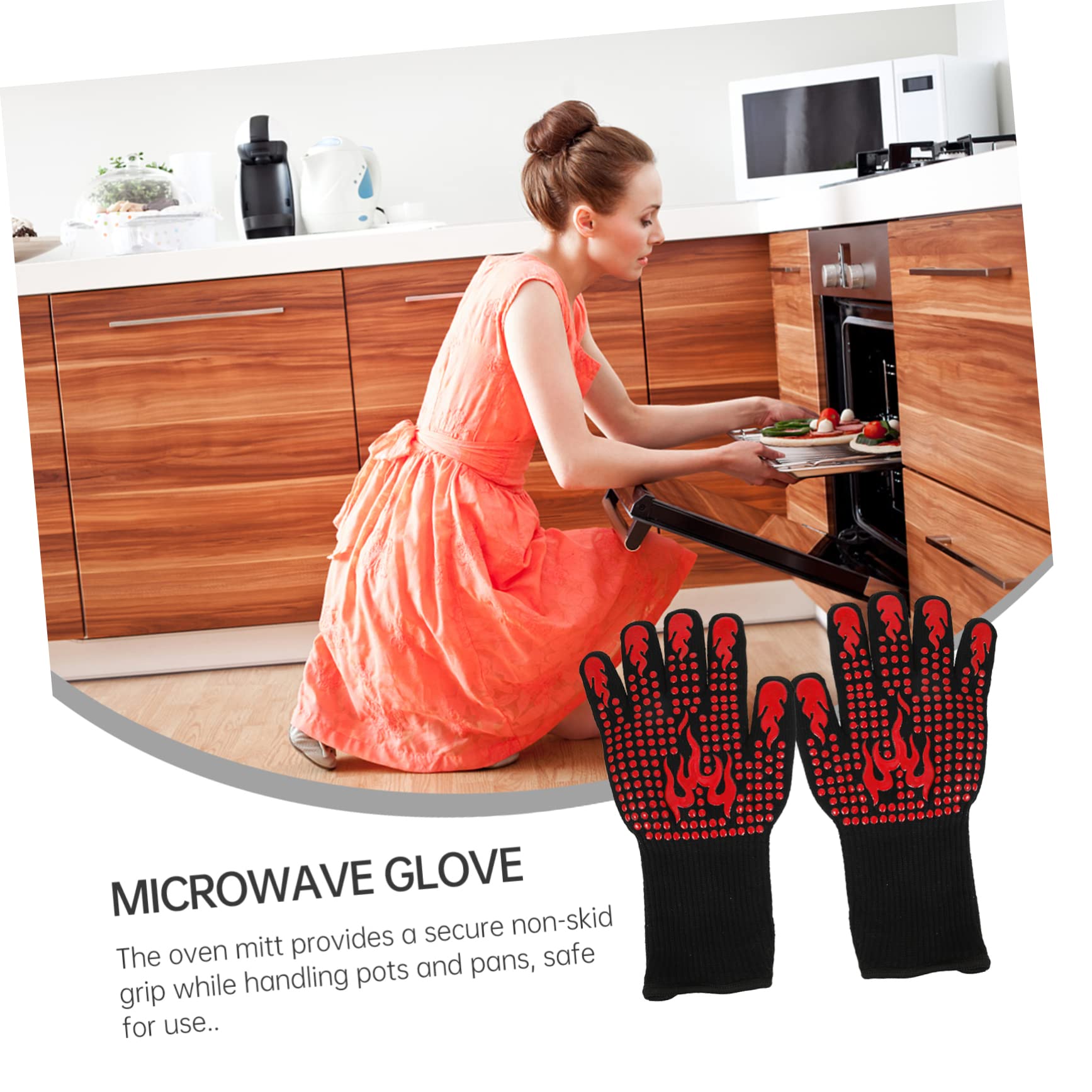 Guanto per Barbecue Resistente al Calore in Silicone e Guanto da Forno per Cucina e Cottura all Aperto Protezione Termica