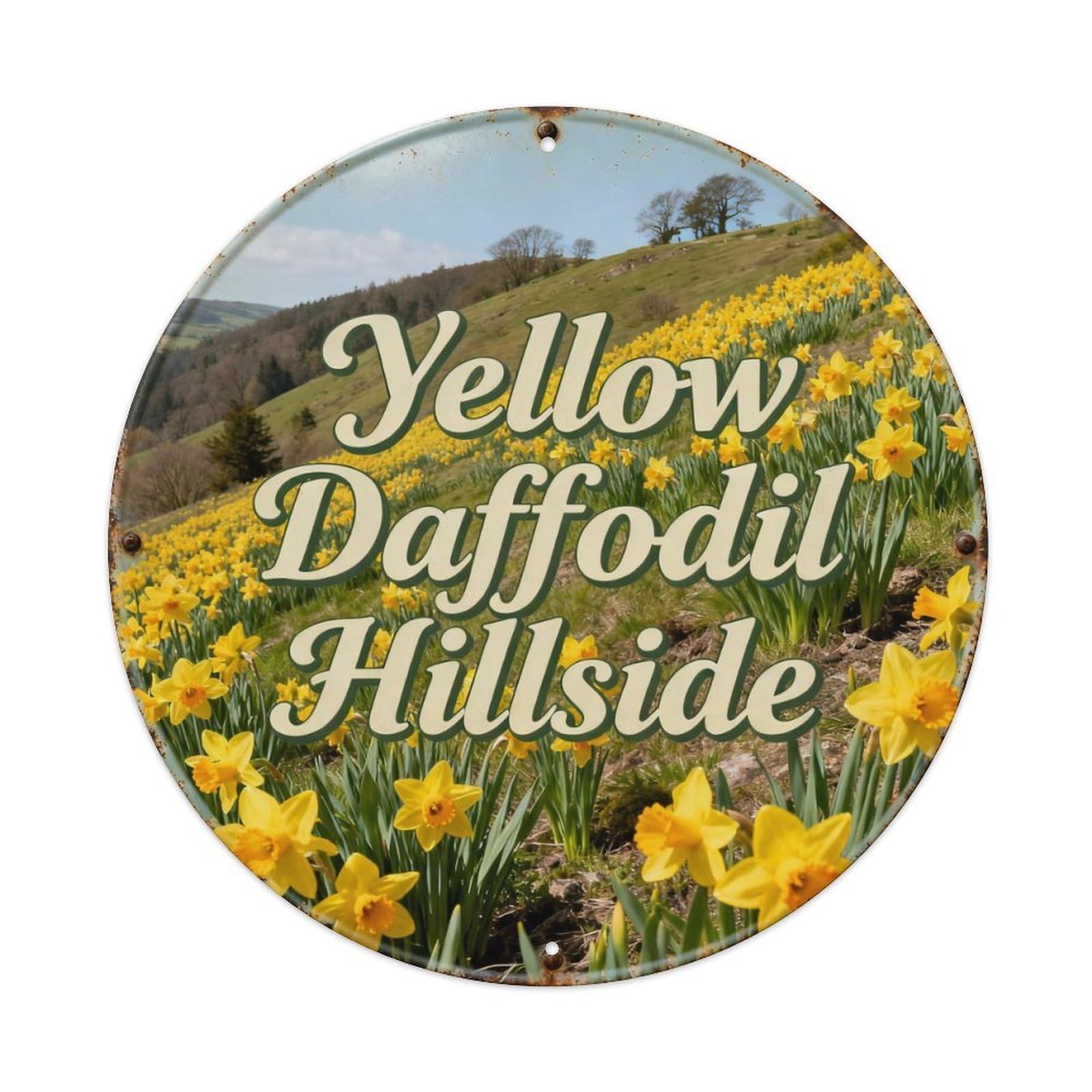 Yellow Daffodil Hillside Metal Tin Sign Plaque