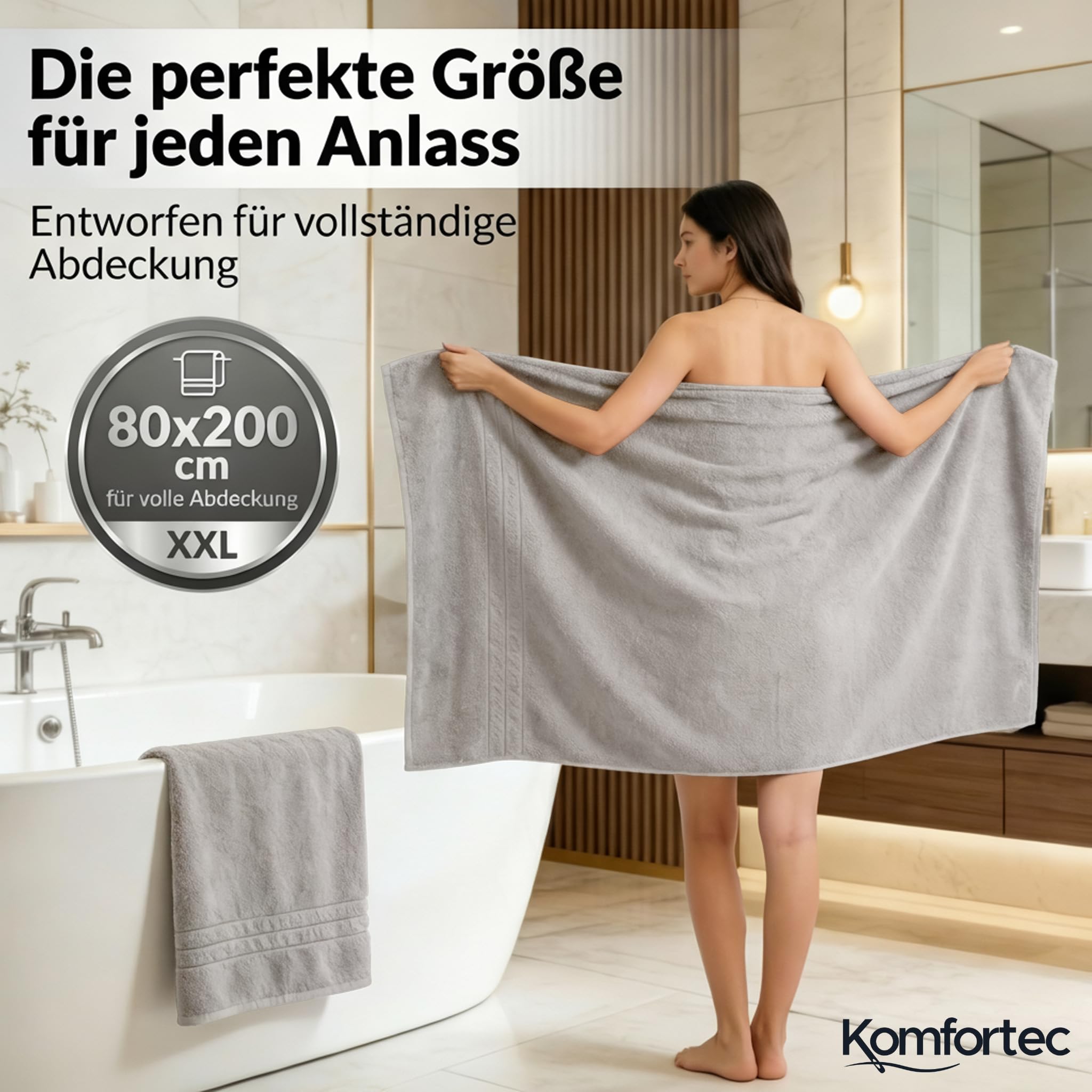 Komfortec 2er Saunahandtuch Set 80x200 cm – Bild 2