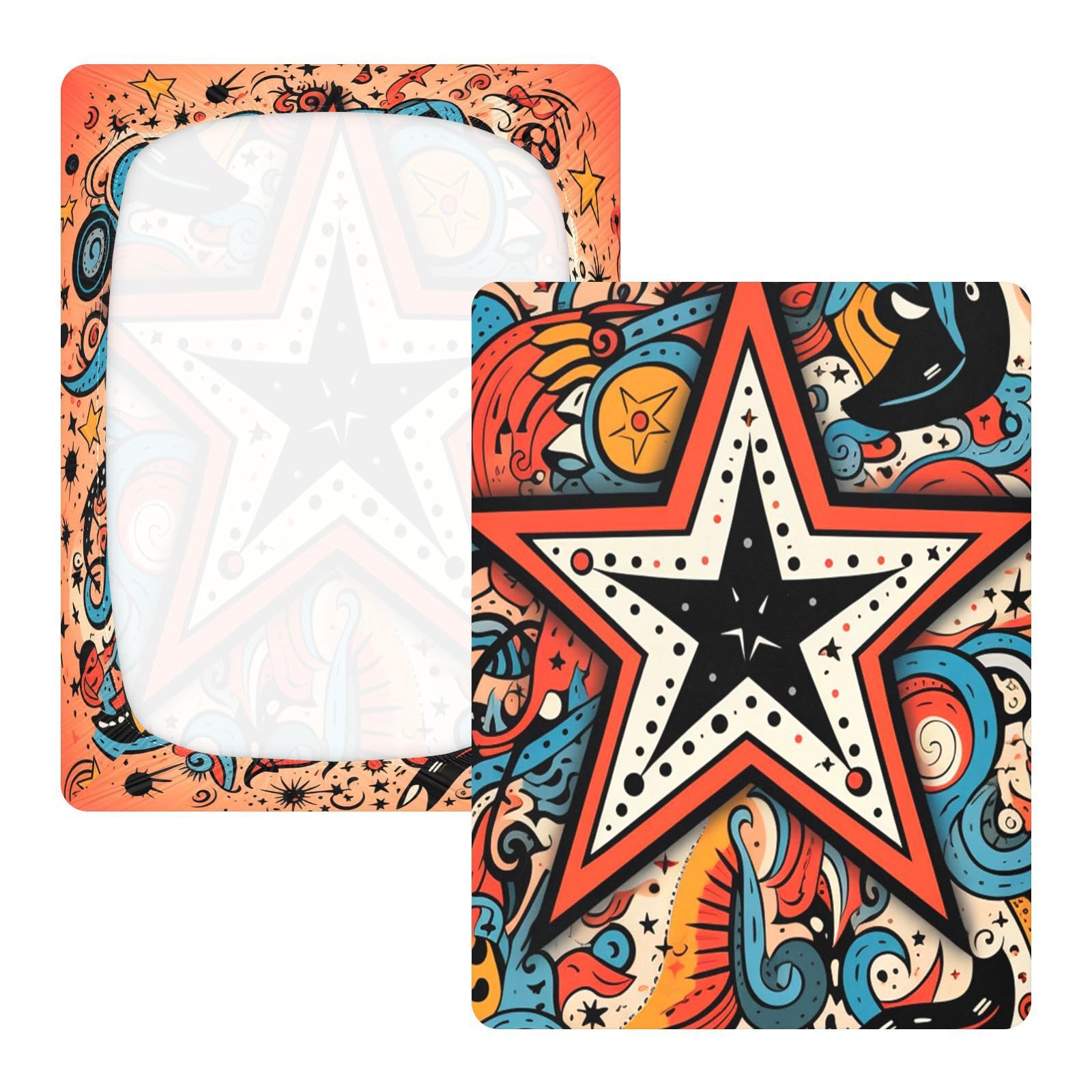 Estrella De Mar Arte Rojo Sábana de Cuna para Niños Pequeños,Sábanas de Algodón Suave para Bebés Aptas para Colchón Corralito