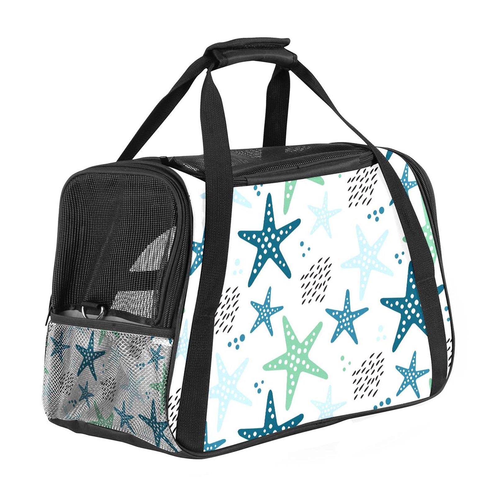 Sac de transport pour petit chien motif étoile de mer homologué vol cabine