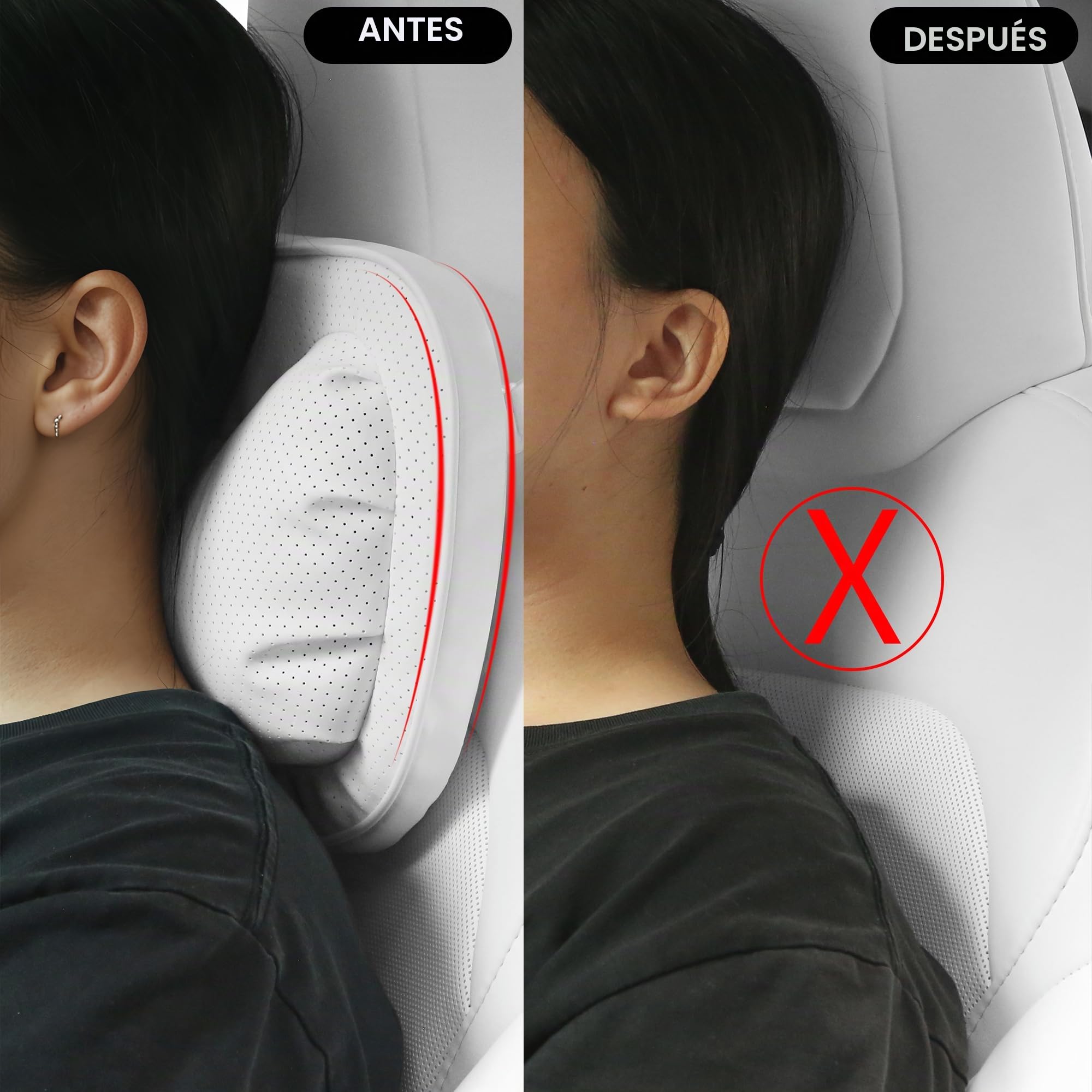 Reposacabezas Coche Soporte Ergonómico, Cojin Cervical Coche Conductor, Cojín Almohada Cervical para Condu Oficina Gaming, Comodidad y Transpirable, Blanco, 2 Unidades