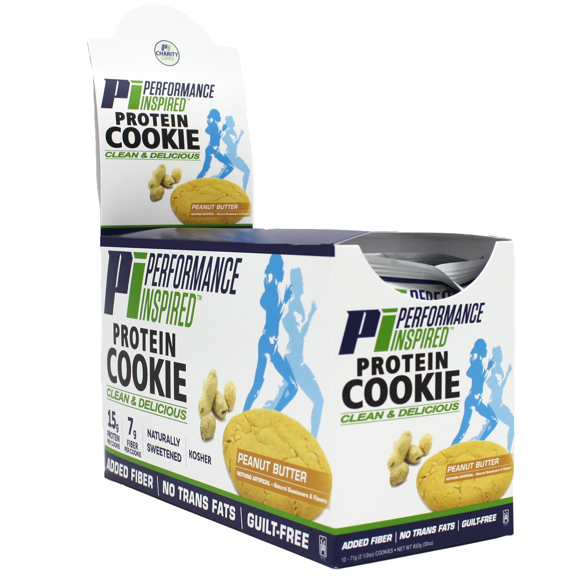 Performance Inspired Nutrition Protein Cookie - Contains: BIG 15G Isolate Proteins - 7G Of Fiber - All Natural - Gluten Free - No Artificial Ingredients - Peanut Butter Flavor - 12 Count