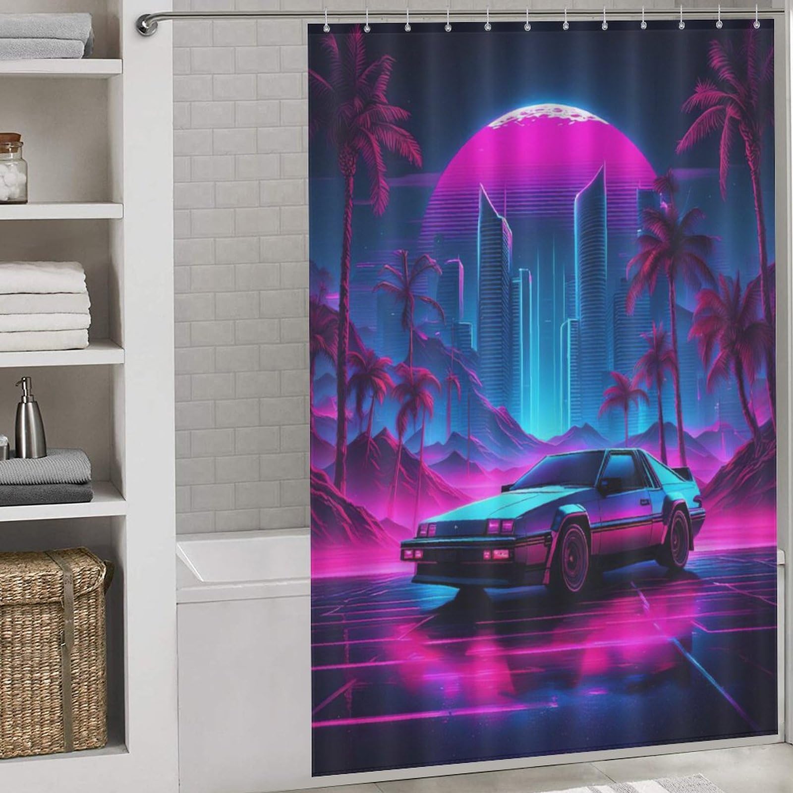 Rideau de douche voiture au néon imperméable 60x72Inch résistant douche