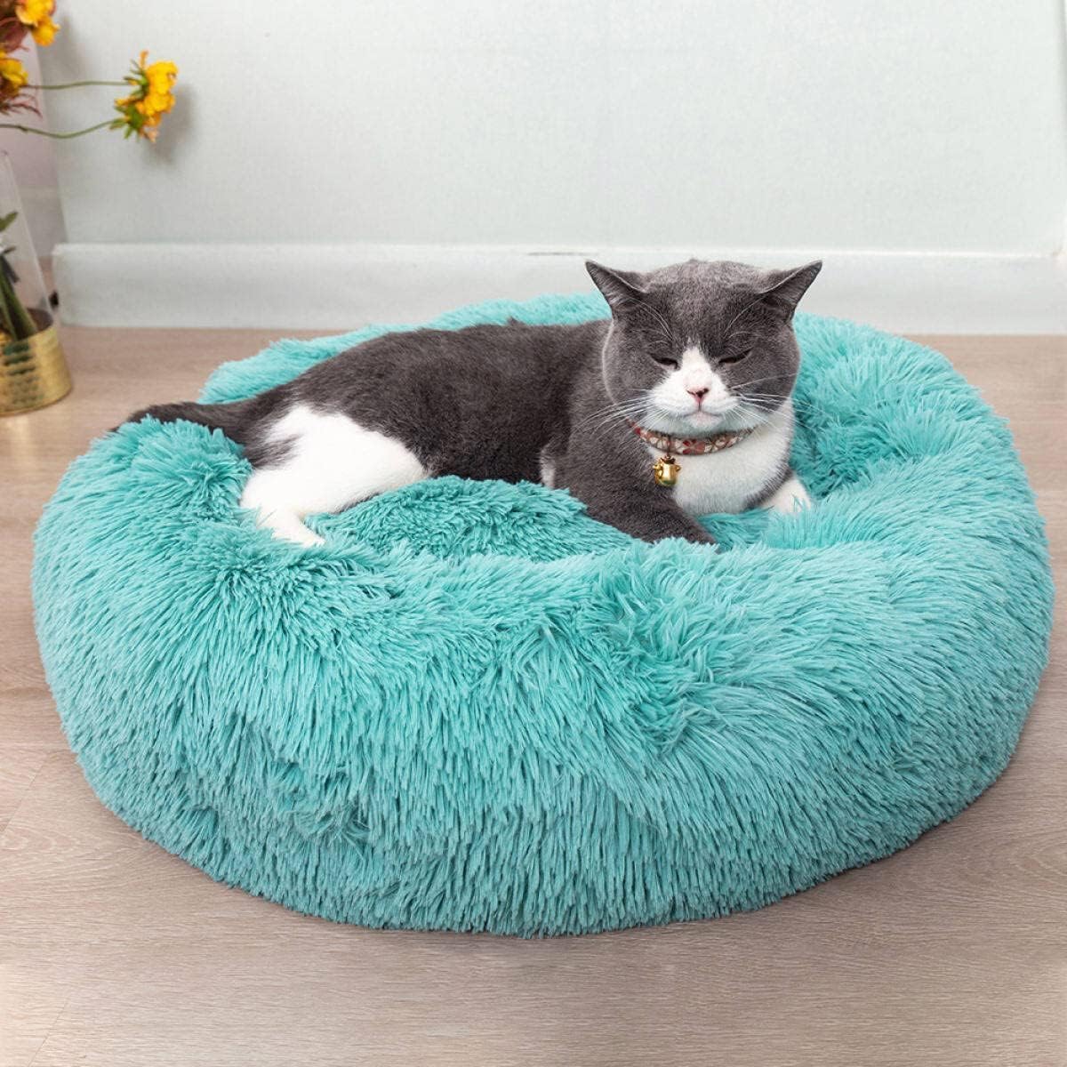 Cat Beds for Indoor Cats -Fluffy Plush Cat Bed Washable, Anti Anxiety Dog Beds for Small Dogs, Round Faux Fur Pet Bed, Thick Bottom