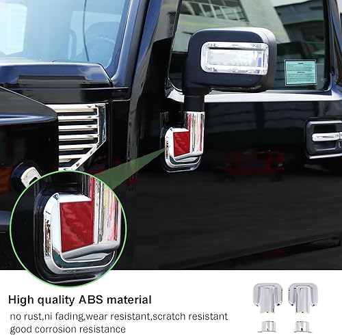 Miniatura 3 de PIUGILH Compatible con Hummer H2 2003-2002 ABS cubierta de espejo retrovisor lateral de puerta delantera trasera embellecedor base embellecedor,