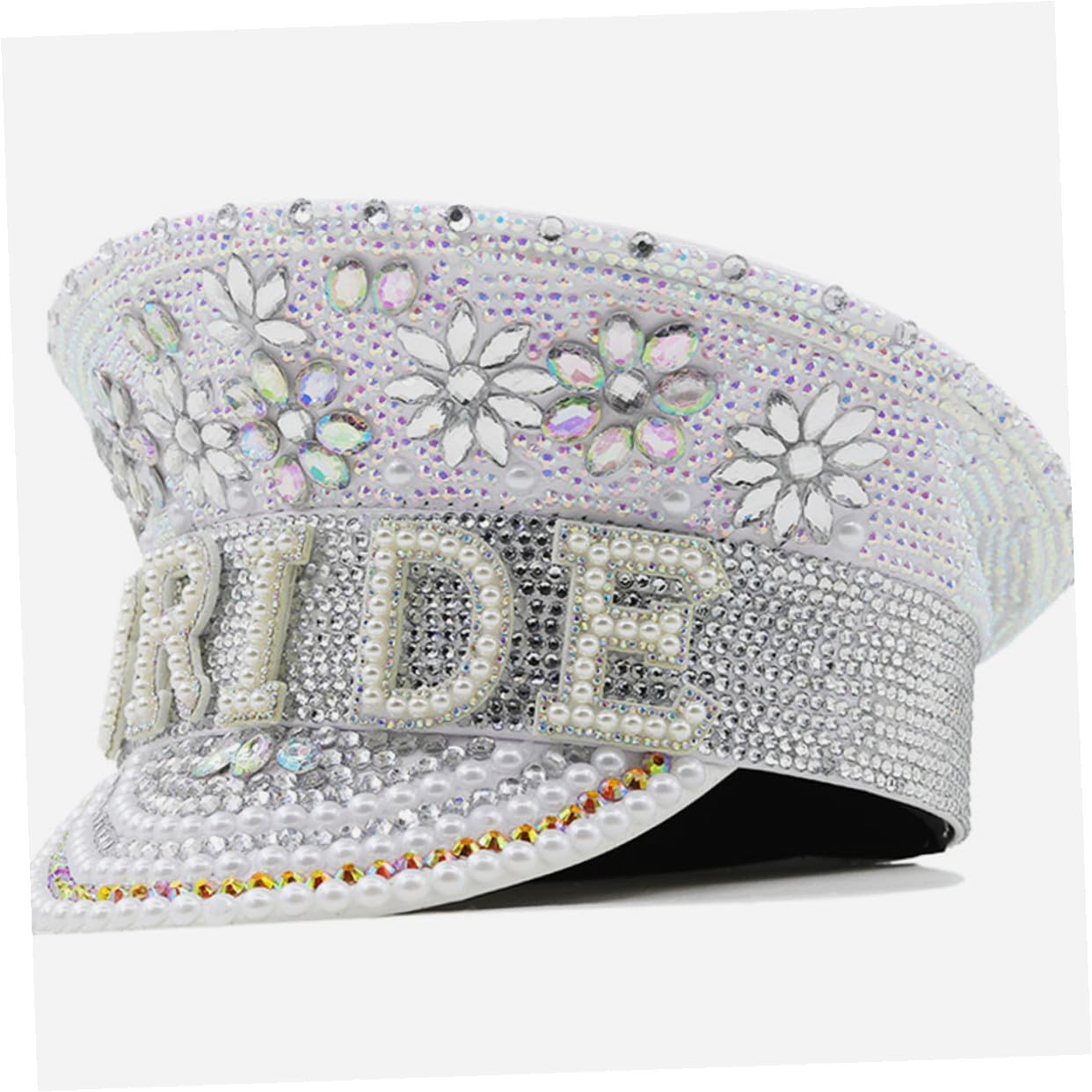 Toyvian Sombrero de Novia Color Marfil Incrustaciones de Gemas de Imitación, Talla Única Ajustable, para Bodas y Despedidas de Soltera, Accesorio Elegante para Fotografía y Fiestas