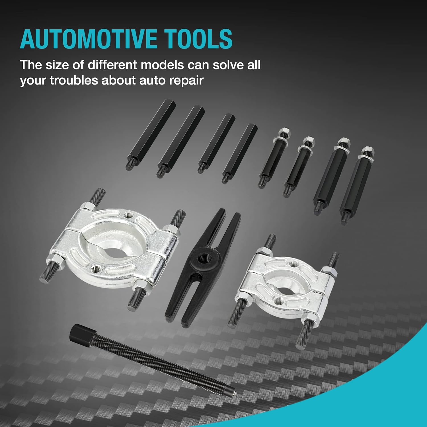 DURATECH 12PCS Bearing Puller Set, 5-ton Capacity Heavy Duty Flywheel Separator Tool, 2" and 3" Bar-Type Splitter Remove Bearings Kit, Gear Puller, Storage Case Included