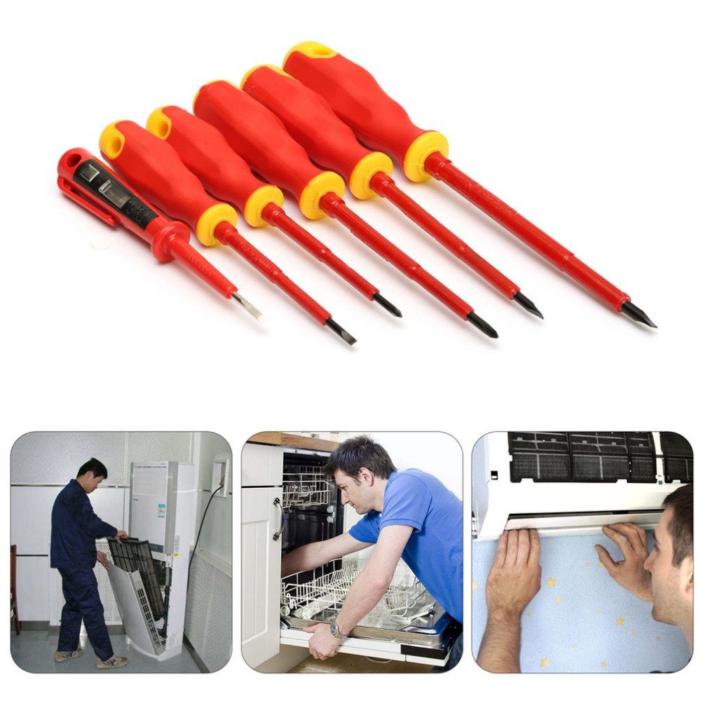 6pcs/set professionale manico ergonomico set di cacciaviti elettricista isolato multi cacciavite strumento di cacciavite