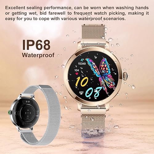 Miniatura 7 de Relojes inteligentes para mujer con presión arterialrespuesta a llamadasfrecuencia cardíacapasosueñomúltiples modos deportivosIP68 resistente al