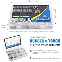 Vista 5 de Kit surtido Glarks de 510 piezas arandelas, juntas planas, tuercas de bloqueo, tornillos y pasadores hexagonales planos de acero inoxidable.