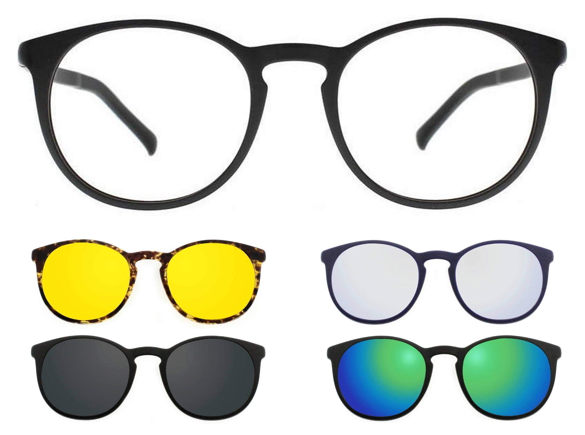 THEMA U-220 Colore M04 BLU OPACO - Fronte Ø 50 mm. Montatura per occhiali da vista e sole + 4 CLIPON Linea “99 John St NYC” UNISEX