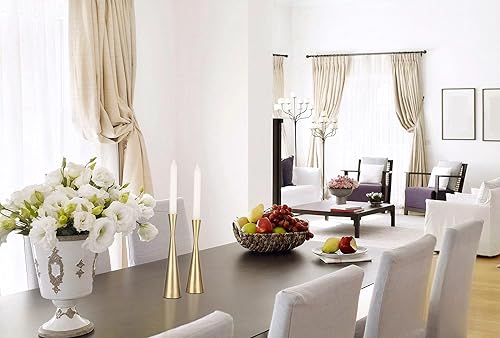 Miniatura 4 de Vixdonos Portavelas de metal dorado de latón, juego de 2 portavelas decorativos de mesa para bodas, cenas, fiestas, decoración del hogar (dorado)