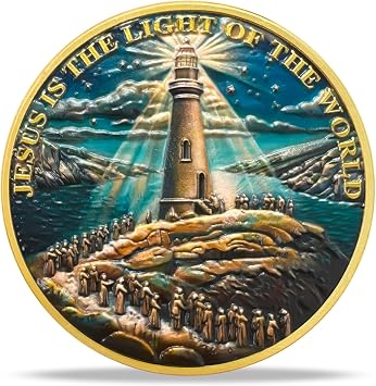 Crowd Lighthouse Religious Coin Gifts Set | Inspirational Bible Verse Medallion | Faith-Based Gifts for Spiritual Encouragement for Men & Women