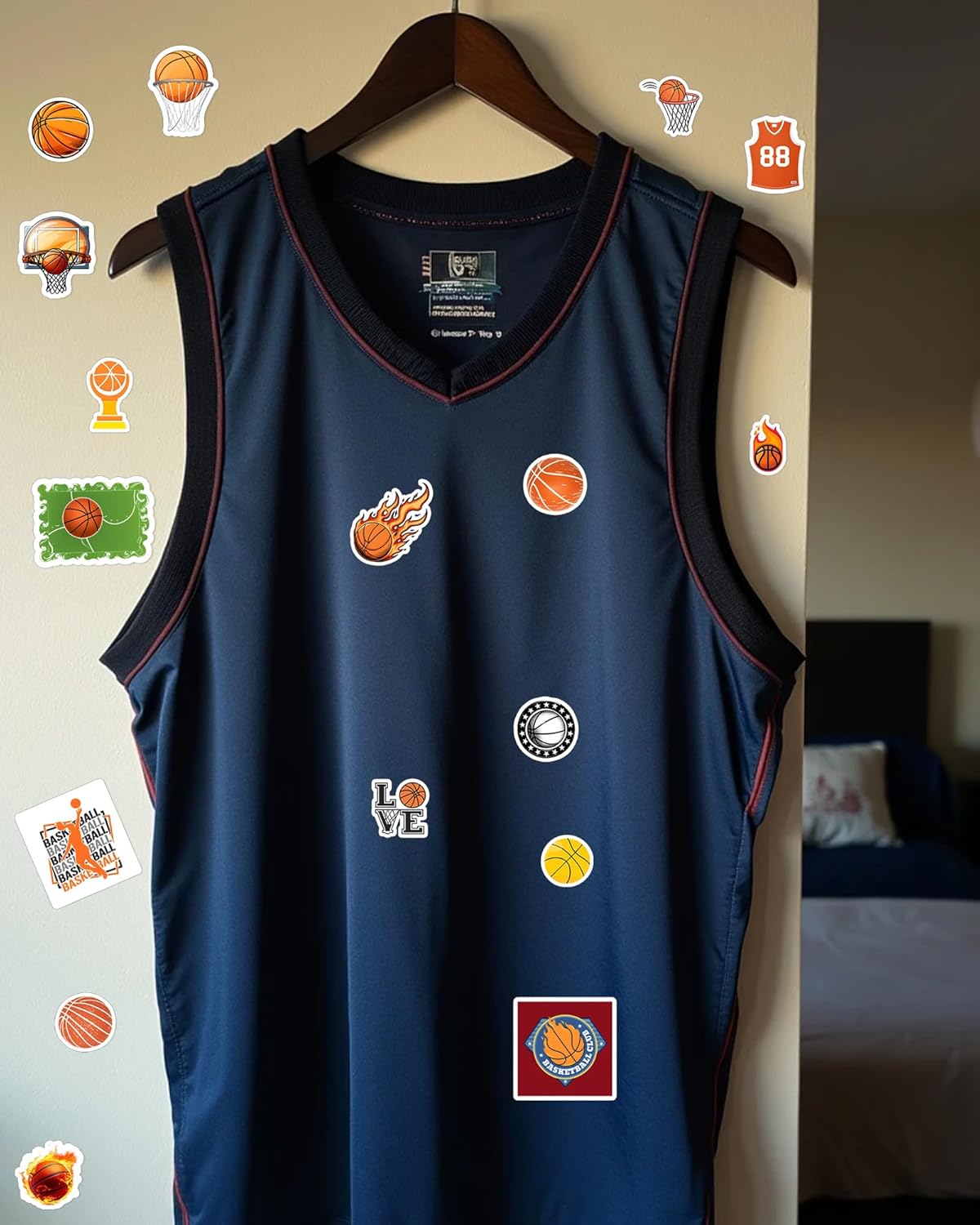 50pcs Basketball Stickers for Water Bottles Sports Stickers for Kids Sticker Pack Vinyl Waterproof Sticker for Scrapbooking Supplies Basketball Gifts Scrapbook Basketballs Party Favors