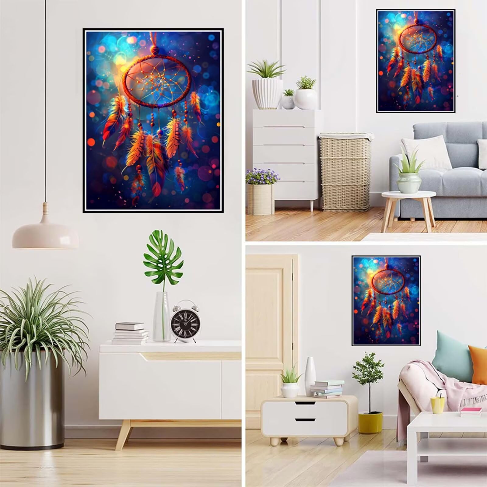 Diamond Painting Erwachsene Feder Diamant Painting Bilder Traumfänger Diamant Paintings Kinder 80x110cm, DIY Diamanten Malerei Stickerei Kreuzstich Bastelset, Zimmer Deko, Geschenk Mädchen 6X-944