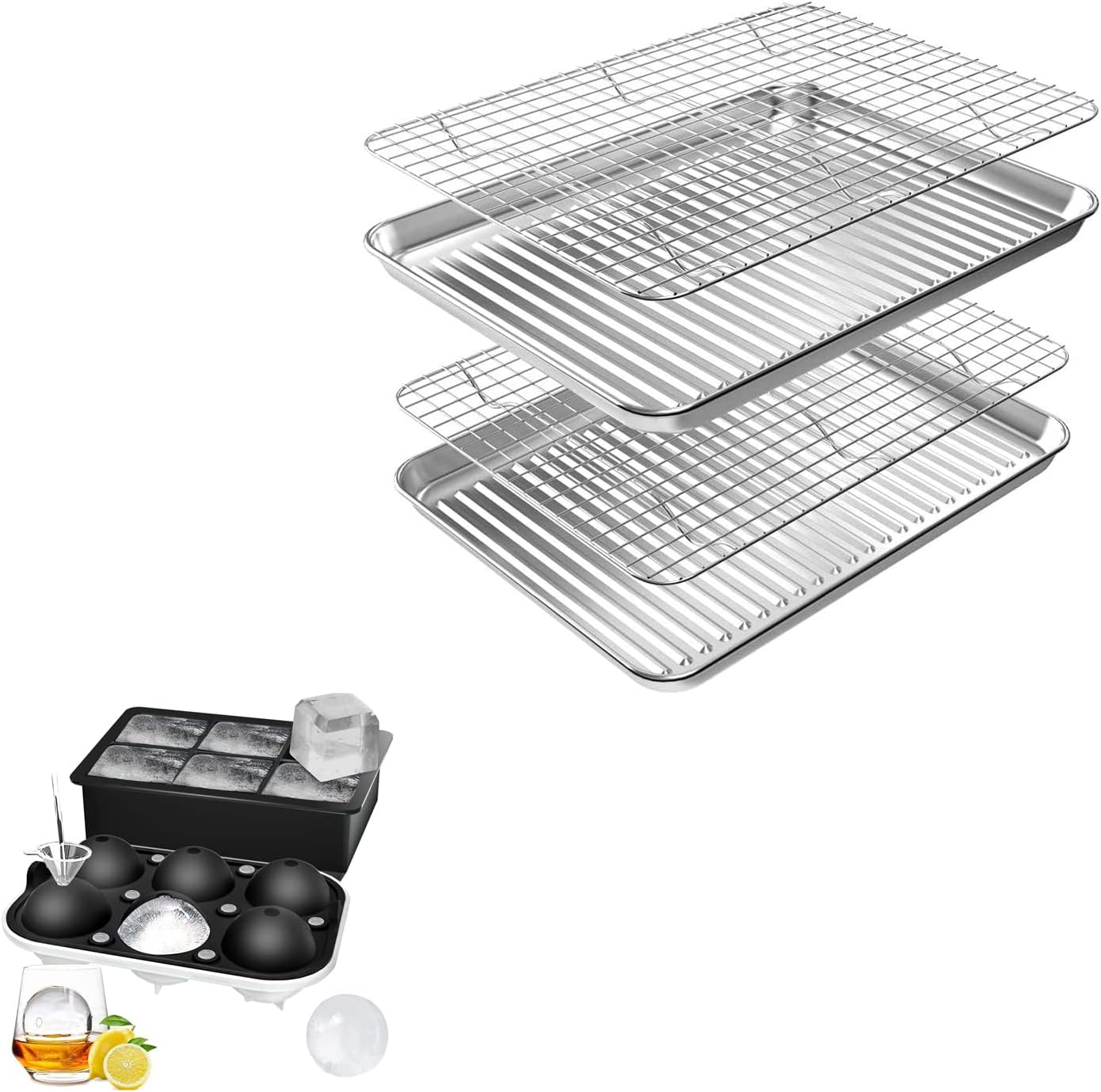 Ice Cube Trays for Whiskey and Half Sheet Pan Baking Sheet
