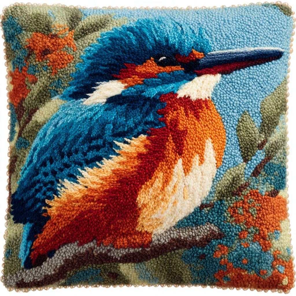 WallustrioaW Latch Hook Pillowcase Embroidery Kit,Animals Birds