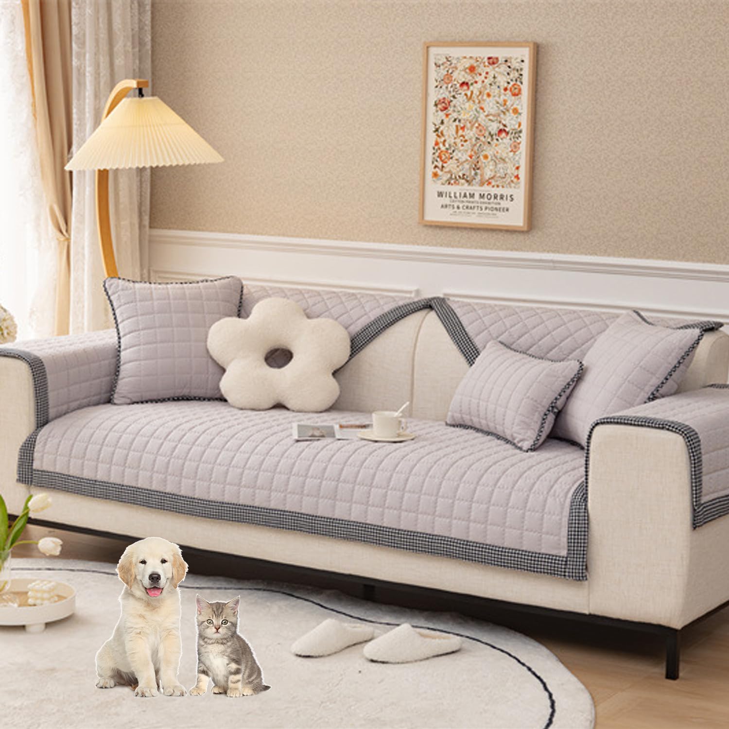 Housse de canapé sectionnelle lavable pour protéger un canapé en L
