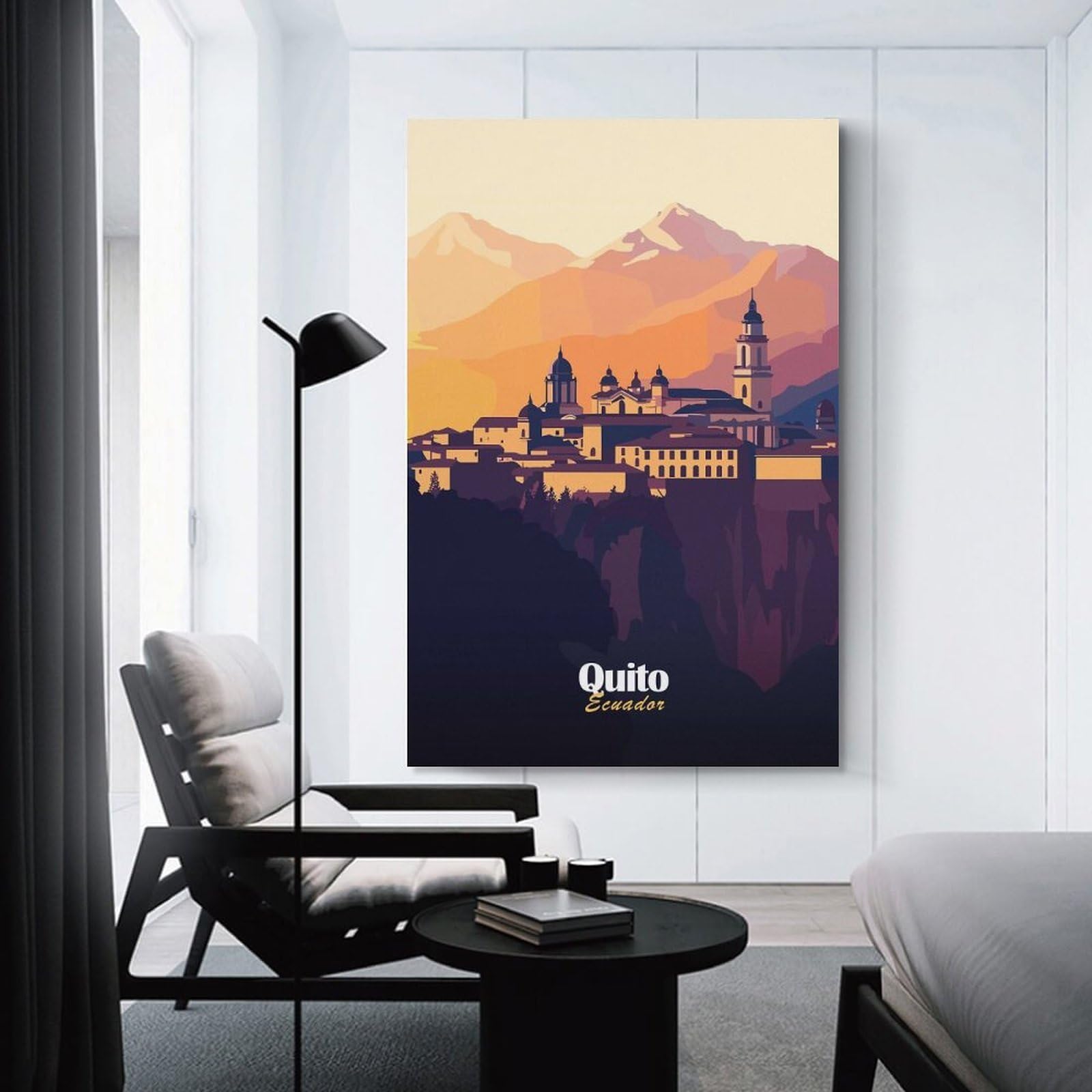 Junmoney Quito Cityscape Decorative Wall Artwork 20x30inch(50x75cm), for Entrance Spaces, Stair Walls Or Halls, A Stylish Accent for Home Entrances