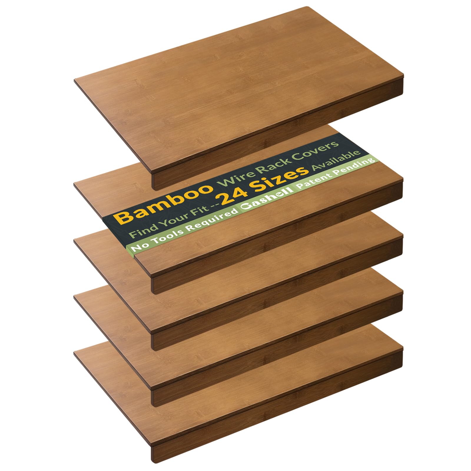 Wire Shelf Covers, Bamboo Wire Rack Covers for Pantry, Closet (4pcs, 30" W x 16" D)