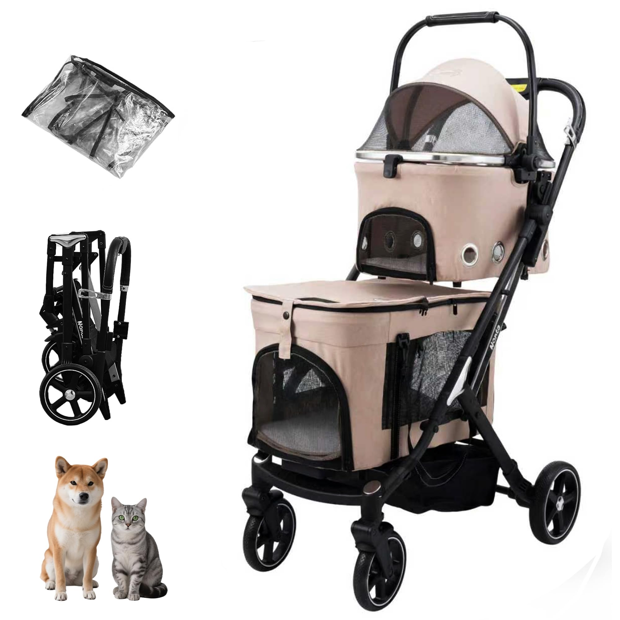 Amazon.co.jp: 【最新自立型】Nonta 二段式ペットカート 4 輪 折り畳み