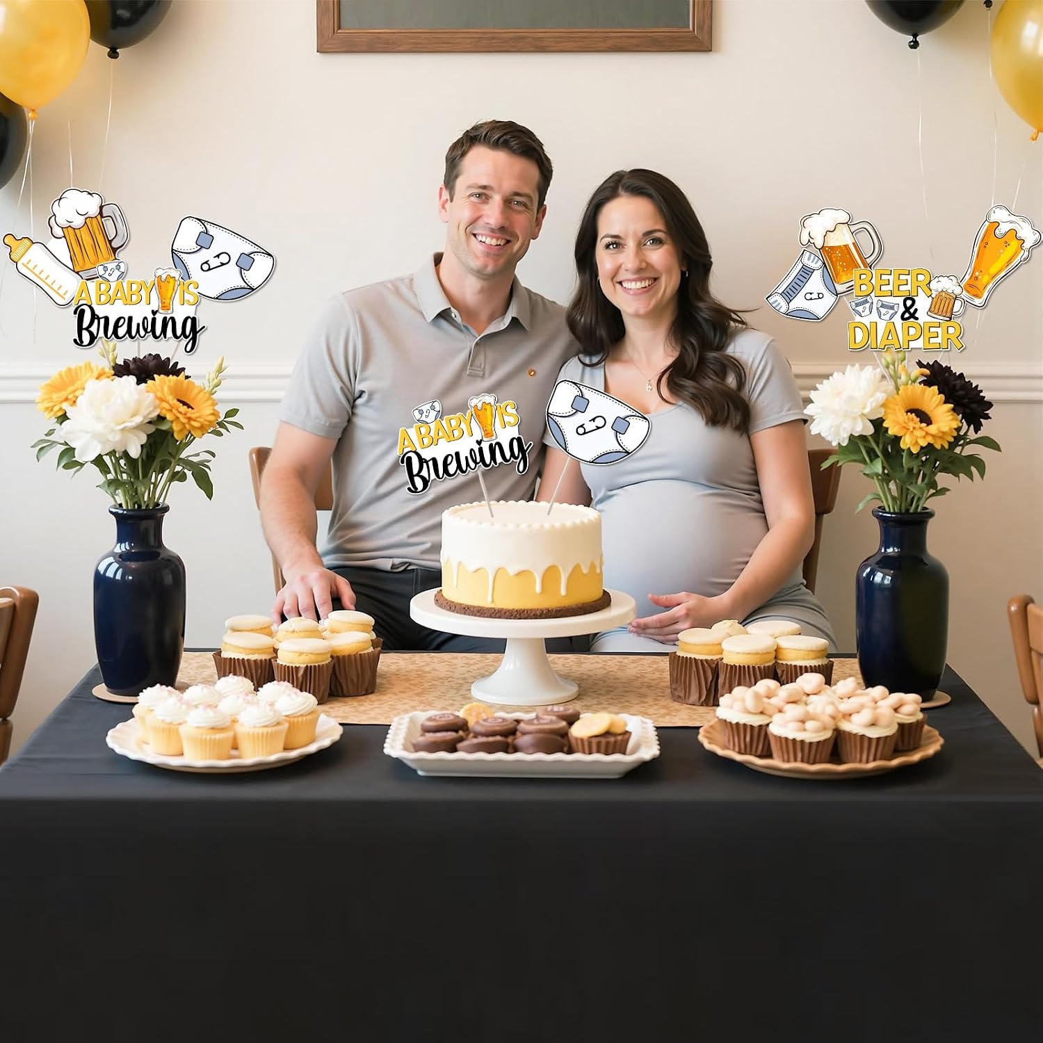Beer And Diaper Party Decoration 24Pcs Beer And Diaper Centerpiece Sticks Beers Party Table Decor A Baby Is Brewing Baby Shower Feeding Bottle Decor for Gender Reveal Pregnancy Celebration
