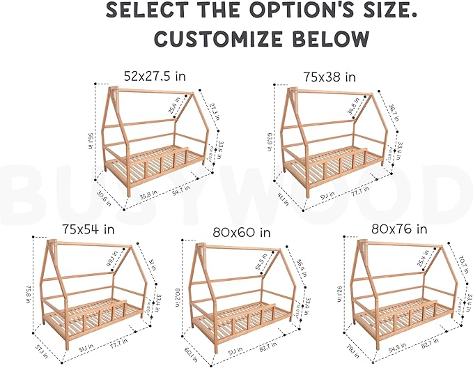 Cama Toddler Montessori con Barandillas, Varios Tamaños miniatura 3