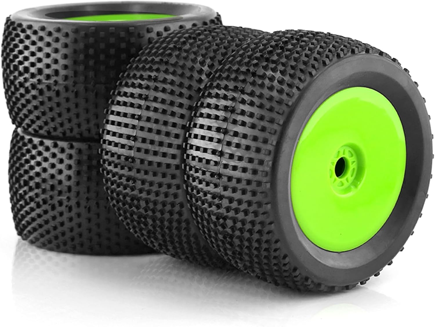 1/8 RC Off Road Racing Truck Tires OD 5.51" and Wheels Rims 17mm Hex for 1:8 Buggy Truck Car Traxxas Arrma Kraton Typhon 6S 3S Talion 6S Losi 8ight HPI Vorza Flux Kyosho Hobao 4PCS (Green)