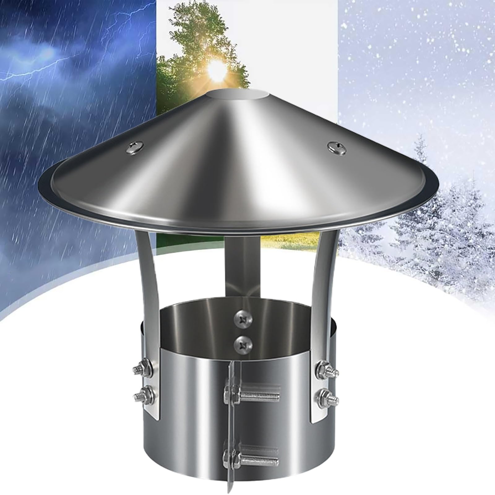 OYSKGNCMW 304 Stainless Steel Chimney Cap Weather-Proof Fireplace Exhaust Chimney Caps Roof Cap Stovepipe Finial Chimney Cowl, Universal Round Chimney Cover for Wood/Oil Stove Vent(140mm/5.5in)