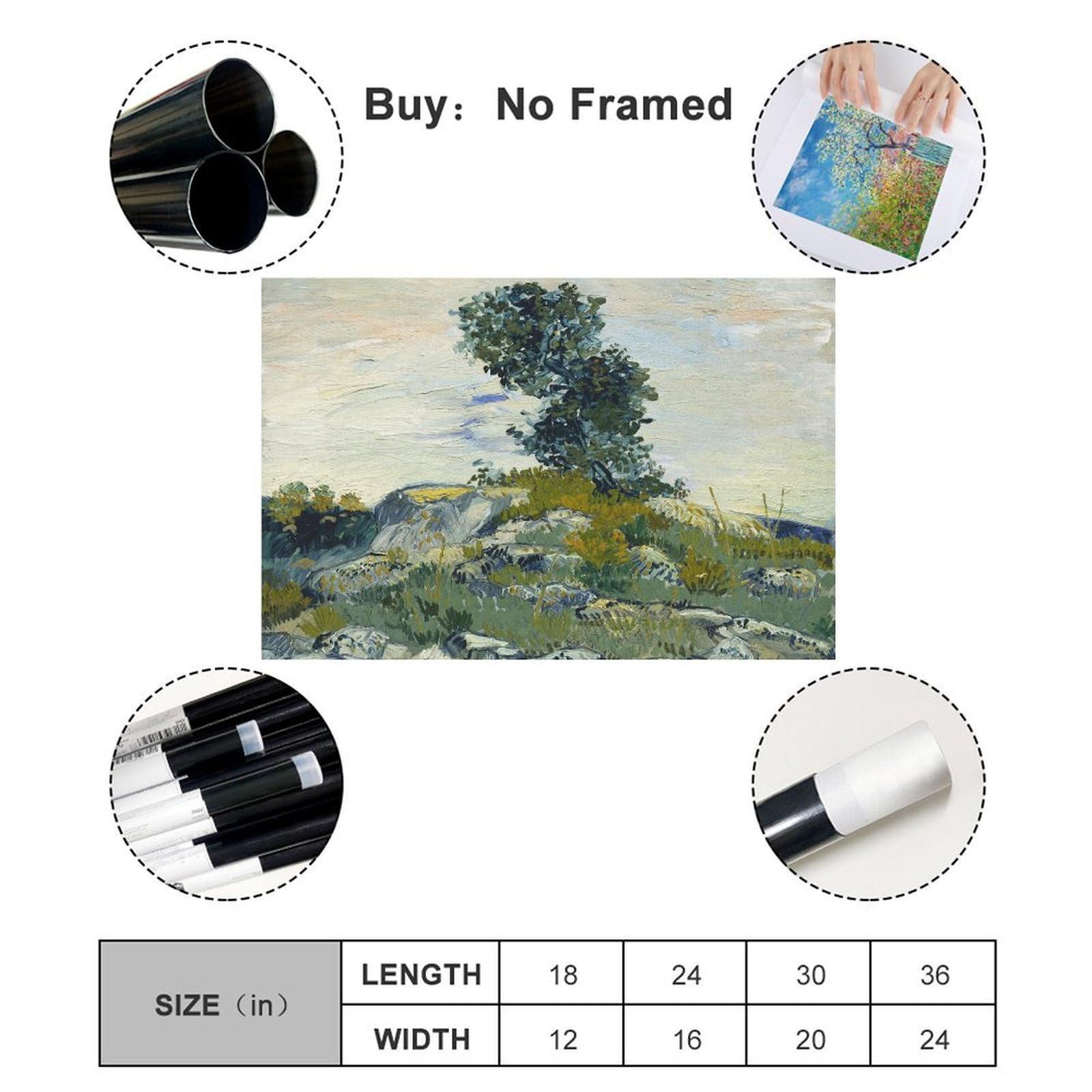 Poster vintage The Rocks di Vincent Van Gogh per l'estetica della stanza, stampa artistica da parete su tela, 61 x 91,4 cm