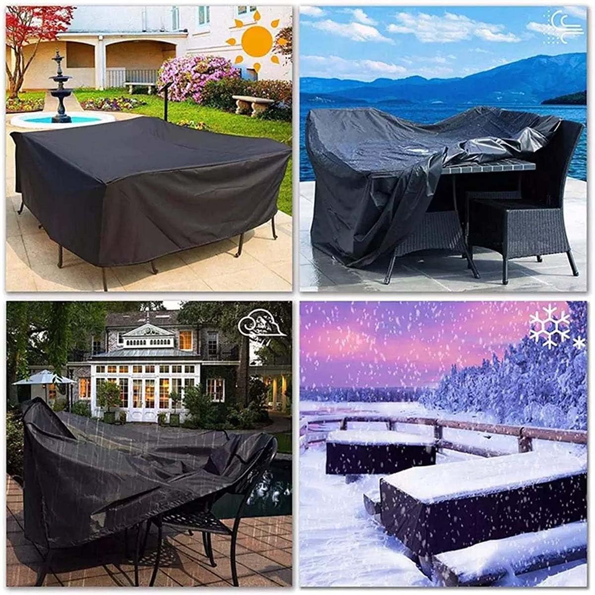 Copertura Per Mobili da Giardino, 260x100x90cm/LxWxH Telo Oxford Impermeabile Copri Tavolo, Impermeabile Tessuto Oxford 420D Antivento Anti-UV Copertura Tavolo Esterno, per Mobili da Giardino, Divano