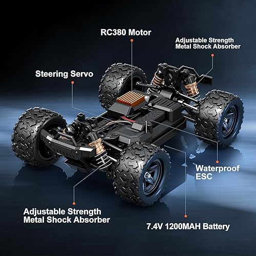 Miniatura 6 de Rc Cars 118 All Terrain RC Car para adultos y niños (HS18303), 4WD Off-Road RC Truck de alta velocidad rápido 40+ KPH, 4X4 impermeable a control